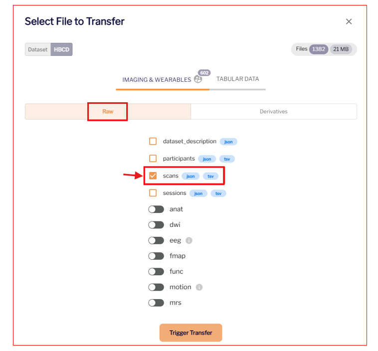 Select scans.tsv